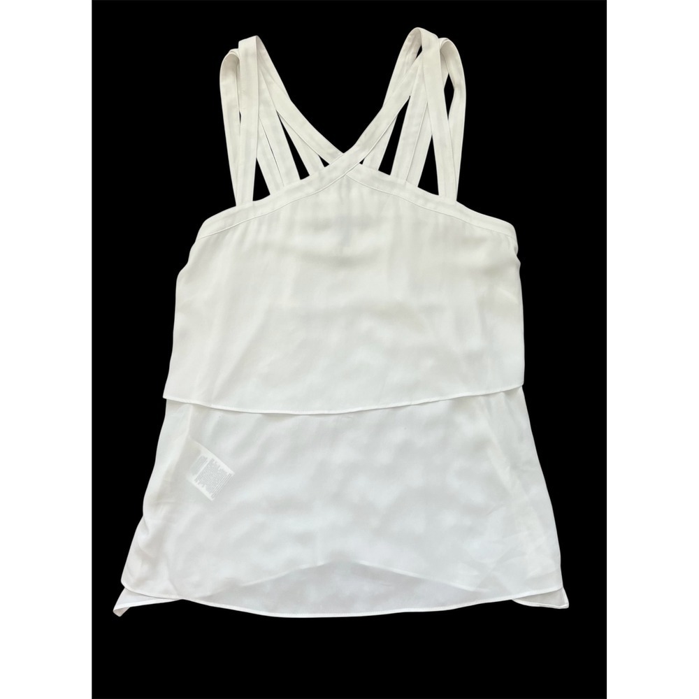 BCBGMAXAZRIA Womens White Layered Multi Strap Cage Neck Cami Tank Top XS (0875)